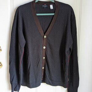 Paul Smith Jeans Navy Cotton/Wool Blend Button-Up V-Neck Cardigan - SIZE XL